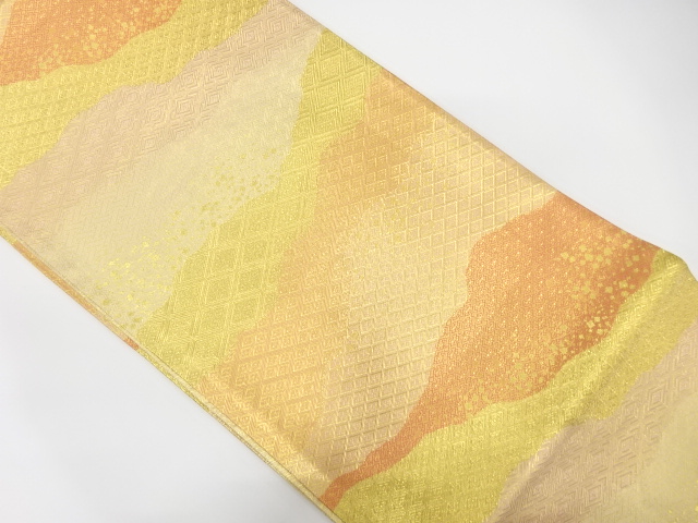 佐賀錦　道長取りに箔散らし模様織り出し全通袋帯